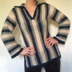 1970s Vintage Sweater Bee by Banff Collared Striped Sweater